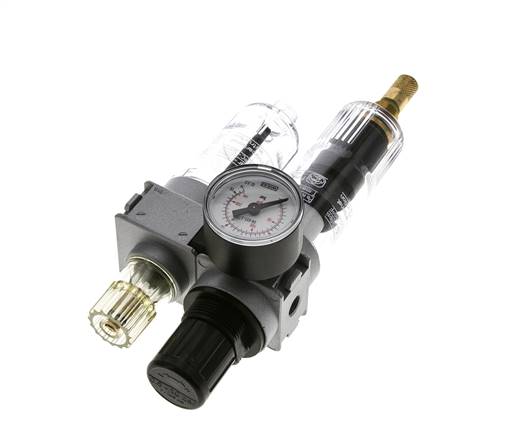 FRL 2-Part G1/8'' 700 l/min 0.5-10.0bar/7-145psi Auto 40 mm Pressure Gauge Polycarbonate Multifix 0
