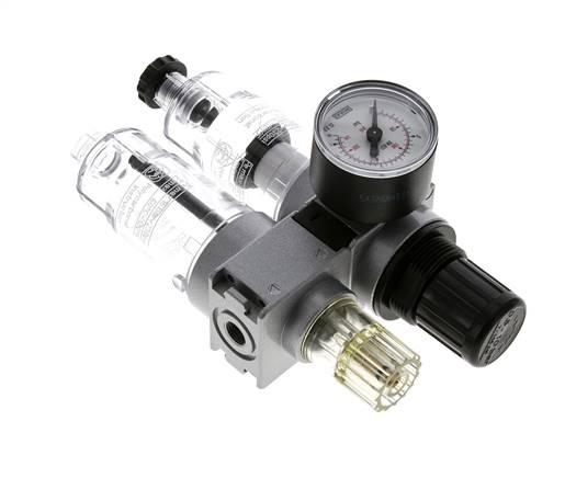 FRL 2-Part G1/8'' 700 l/min 0.5-10.0bar/7-145psi Semi-Auto 40 mm Pressure Gauge Polycarbonate Multifix 0