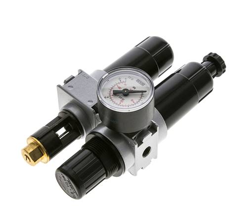 FRL 2-Part G1/8'' 700 l/min 0.5-10.0bar/7-145psi Semi-Auto 40 mm Pressure Gauge Metal Multifix 0