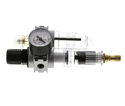 FRL 2-Part G1/4'' 700 l/min 0.5-10.0bar/7-145psi Auto 40 mm Pressure Gauge Polycarbonate Multifix 0
