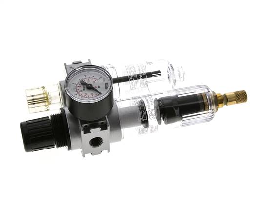 FRL 2-Part G1/4'' 700 l/min 0.2-6.0bar/3-87psi Auto 40 mm Pressure Gauge Polycarbonate Multifix 0