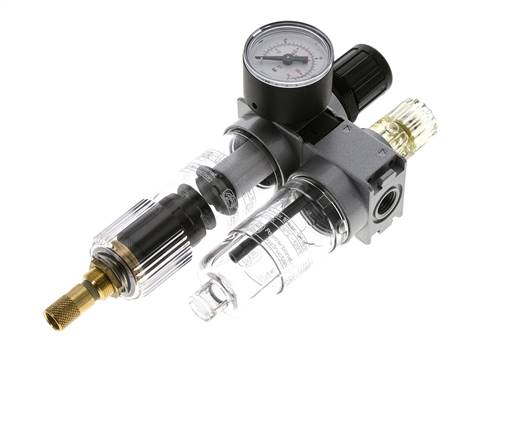 FRL 2-Part G1/4'' 700 l/min 0.5-10.0bar/7-145psi Auto 40 mm Pressure Gauge Polycarbonate Multifix 0
