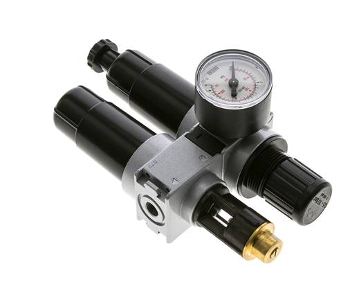 FRL 2-Part G1/8'' 700 l/min 0.5-10.0bar/7-145psi Semi-Auto 40 mm Pressure Gauge Metal Multifix 0