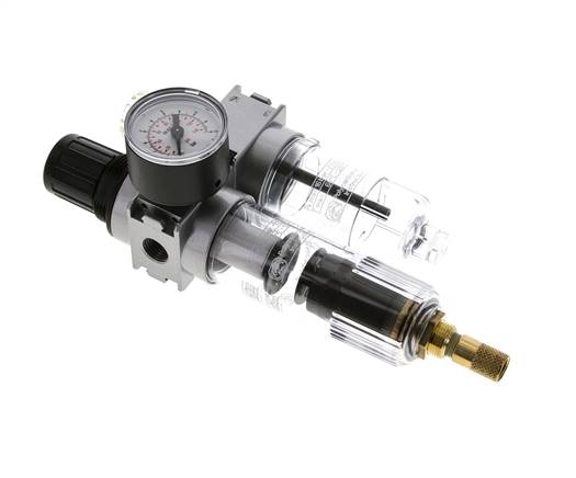 FRL 2-Part G1/4'' 700 l/min 0.2-6.0bar/3-87psi Auto 40 mm Pressure Gauge Polycarbonate Multifix 0