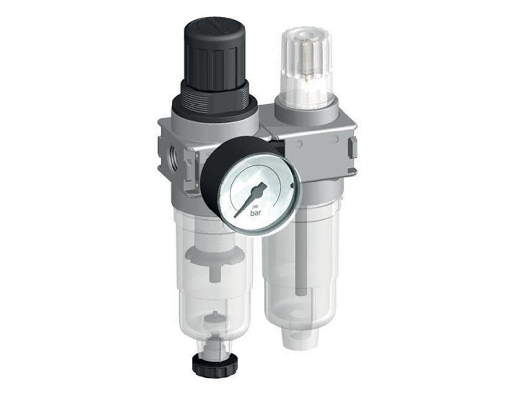 FRL 2-Part G1/8'' 700 l/min 0.5-10.0bar/7-145psi Semi-Auto 40 mm Pressure Gauge Metal Multifix 0