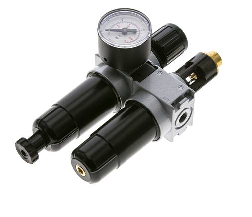 FRL 2-Part G1/8'' 700 l/min 0.5-10.0bar/7-145psi Semi-Auto 40 mm Pressure Gauge Metal Multifix 0