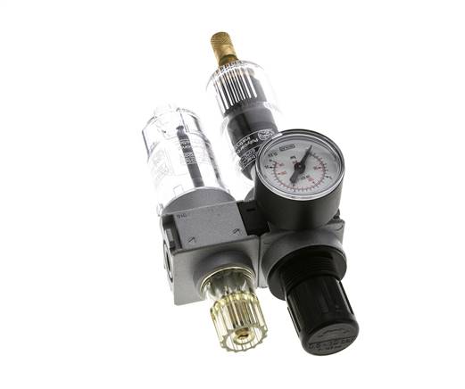 FRL 2-Part G1/8'' 700 l/min 0.5-10.0bar/7-145psi Auto 40 mm Pressure Gauge Polycarbonate Multifix 0