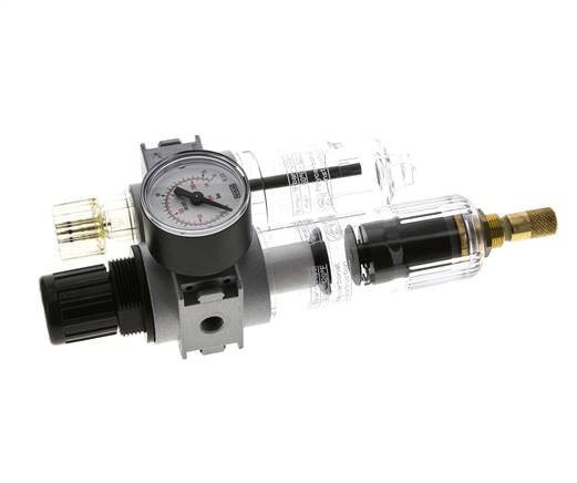 FRL 2-Part G1/8'' 700 l/min 0.5-10.0bar/7-145psi Auto 40 mm Pressure Gauge Polycarbonate Multifix 0