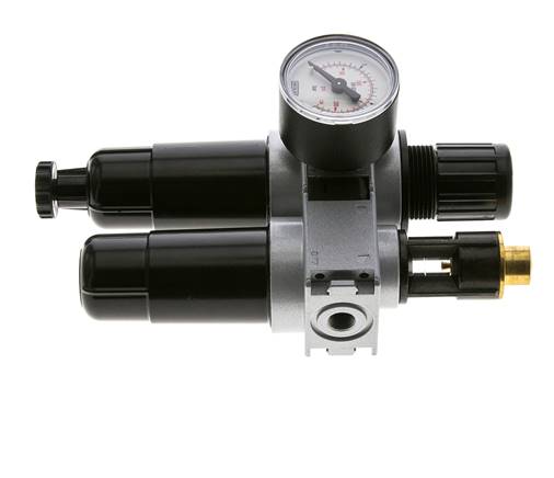 FRL 2-Part G1/8'' 700 l/min 0.5-10.0bar/7-145psi Semi-Auto 40 mm Pressure Gauge Metal Multifix 0