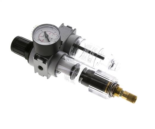 FRL 2-Part G1/8'' 700 l/min 0.5-10.0bar/7-145psi Auto 40 mm Pressure Gauge Polycarbonate Multifix 0
