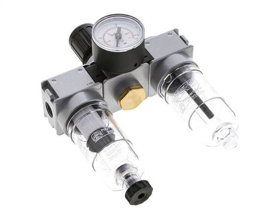 FRL 3-Part G1/4'' 750 l/min 0.5-10.0bar/7-145psi Semi-Auto 40 mm Pressure Gauge Polycarbonate Multifix 0