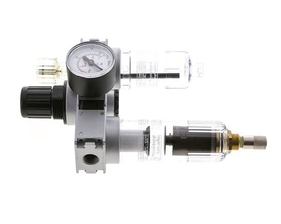 FRL 3-Part G1/4'' 750 l/min 0.5-10.0bar/7-145psi Auto (Closed Without Pressure) 40 mm Pressure Gauge Polycarbonate Multifix 0