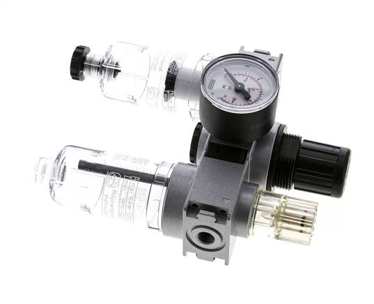 FRL 3-Part G1/8'' 750 l/min 0.5-10.0bar/7-145psi Semi-Auto 40 mm Pressure Gauge Polycarbonate Multifix 0