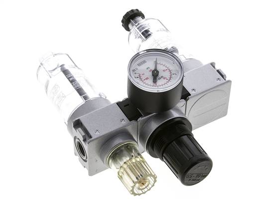 FRL 3-Part G1/4'' 750 l/min 0.5-10.0bar/7-145psi Semi-Auto 40 mm Pressure Gauge Polycarbonate Multifix 0