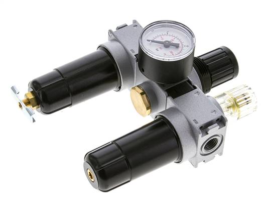 FRL 3-Part G1/4'' 750 l/min 0.5-10.0bar/7-145psi Semi-Auto 40 mm Pressure Gauge Metal Multifix 0