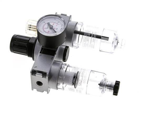 FRL 3-Part G1/8'' 750 l/min 0.5-10.0bar/7-145psi Semi-Auto 40 mm Pressure Gauge Polycarbonate Multifix 0