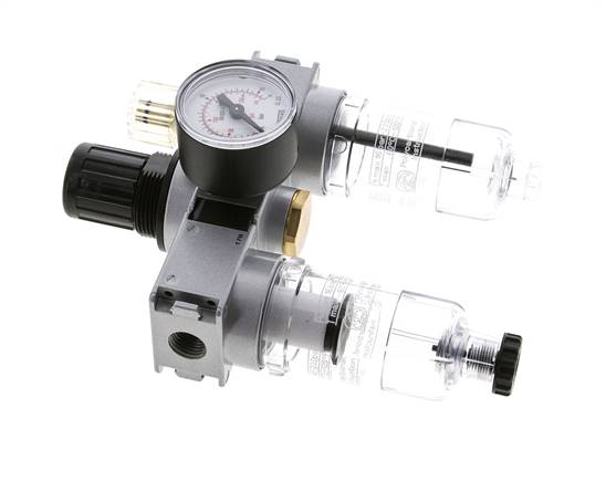 FRL 3-Part G1/4'' 750 l/min 0.5-10.0bar/7-145psi Semi-Auto 40 mm Pressure Gauge Polycarbonate Multifix 0