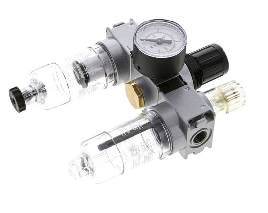 FRL 3-Part G1/4'' 750 l/min 0.5-10.0bar/7-145psi Semi-Auto 40 mm Pressure Gauge Polycarbonate Multifix 0