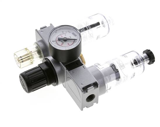 FRL 3-Part G1/4'' 750 l/min 0.5-10.0bar/7-145psi Semi-Auto 40 mm Pressure Gauge Polycarbonate Multifix 0