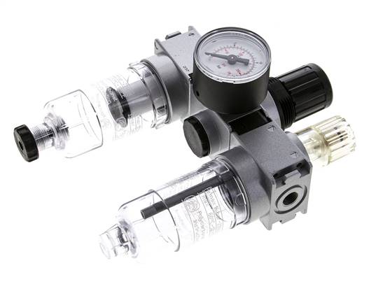 FRL 3-Part G1/8'' 750 l/min 0.5-10.0bar/7-145psi Semi-Auto 40 mm Pressure Gauge Polycarbonate Multifix 0