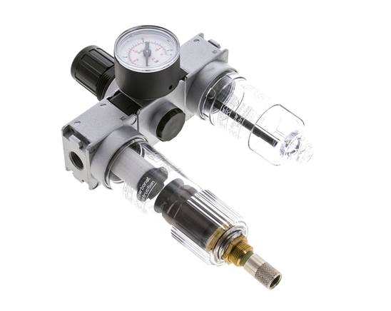FRL 3-Part G1/4'' 750 l/min 0.5-10.0bar/7-145psi Auto (Closed Without Pressure) 40 mm Pressure Gauge Polycarbonate Multifix 0