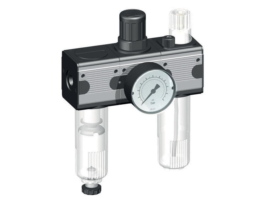 FRL 3-Part G3/8'' 1200 l/min 0.5-10.0bar/7-145psi Semi-Auto Protective Cage Polycarbonate Multifix 1