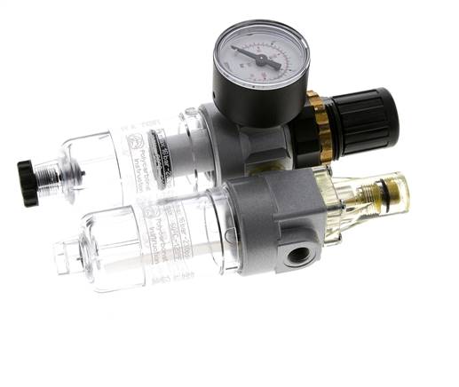 FRL 2-Part G1/8'' 350 l/min 0.5-10.0bar/7-145psi Semi-Auto Polycarbonate Standard 0