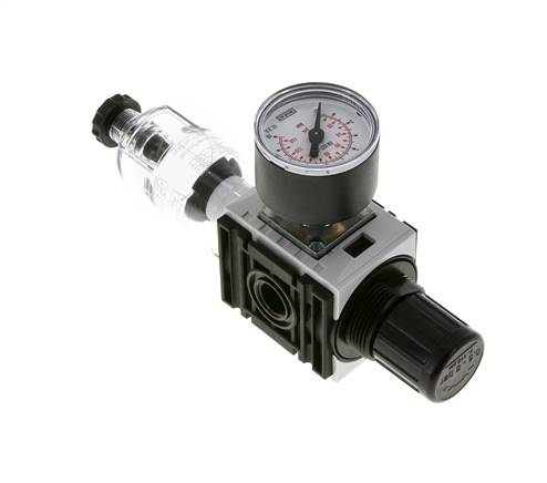 Filter-Regulator G1/4'' 1000 l/min 0.5-8.0bar/7-116psi Semi-Auto 40 mm Pressure Gauge Polycarbonate Futura 0