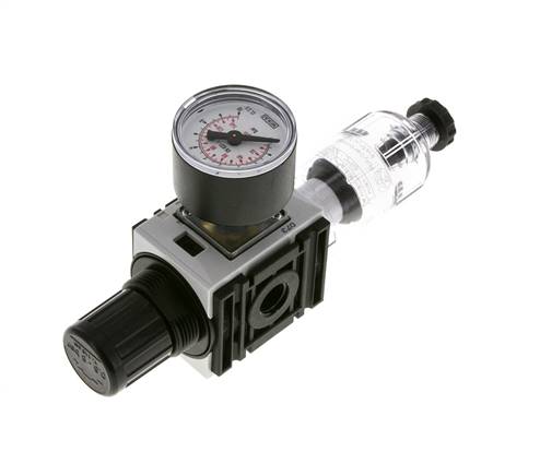 Filter-Regulator G1/4'' 1000 l/min 0.5-8.0bar/7-116psi Semi-Auto 40 mm Pressure Gauge Polycarbonate Futura 0