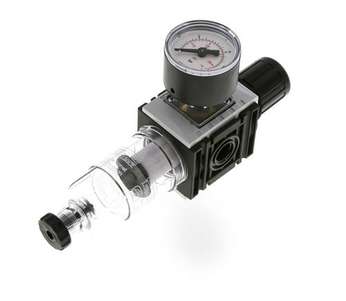 Filter-Regulator G1/4'' 1000 l/min 0.5-10.0bar/7-145psi Semi-Auto 40 mm Pressure Gauge Polycarbonate Futura 0