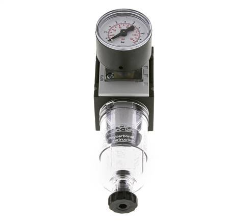 Filter-Regulator G1/4'' 1000 l/min 0.5-8.0bar/7-116psi Semi-Auto 40 mm Pressure Gauge Polycarbonate Futura 0