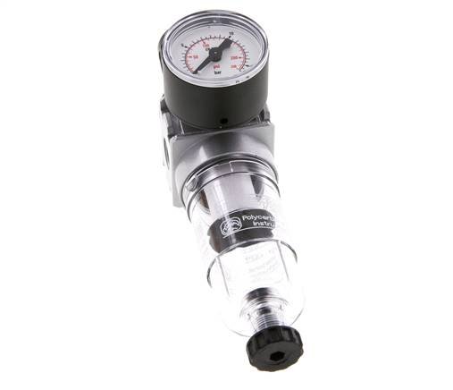 Filter-Regulator G1/4'' 1450 l/min 0.5-10.0bar/7-145psi Semi-Auto 40 mm Pressure Gauge Polycarbonate Multifix 0