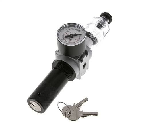 Filter-Regulator G1/8'' 1450 l/min 0.5-10.0bar/7-145psi Semi-Auto 40 mm Pressure Gauge Cylinder Lock Polycarbonate Multifix 0