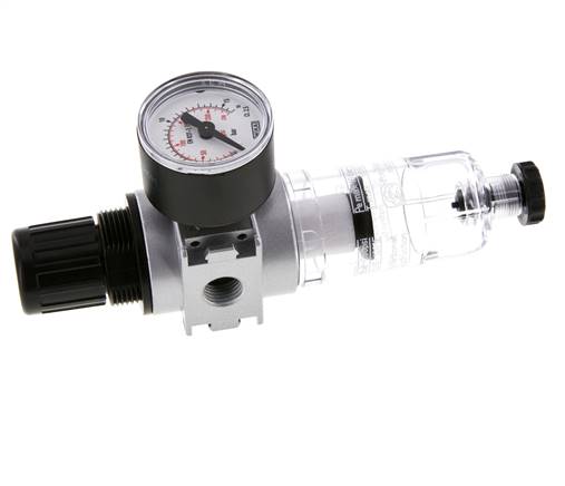 Filter-Regulator G1/4'' 1450 l/min 0.5-10.0bar/7-145psi Semi-Auto 40 mm Pressure Gauge Polycarbonate Multifix 0