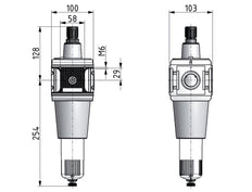 Filter-Regulator G1'' 15000 l/min 0.2-6.0bar/3-87psi Semi-Auto Polycarbonate Multifix 5