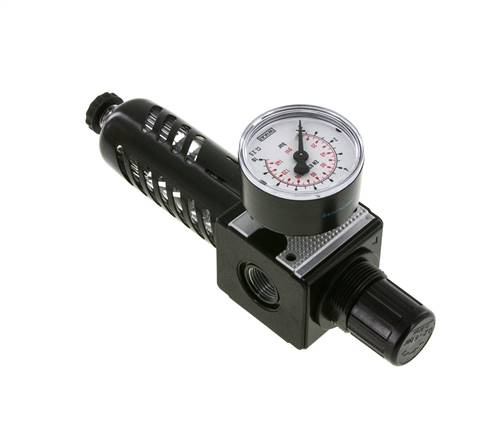 Filter-Regulator G3/8'' 1600 l/min 0.2-6.0bar/3-87psi Semi-Auto Protective Cage Polycarbonate Multifix 1