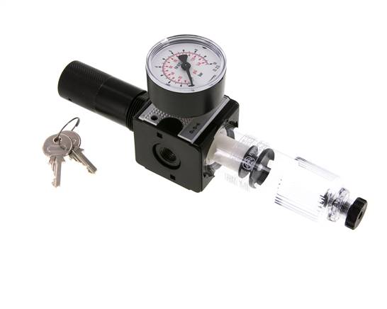 Filter-Regulator G1/4'' 1600 l/min 0.2-6.0bar/3-87psi Semi-Auto Cylinder Lock Polycarbonate Multifix 1