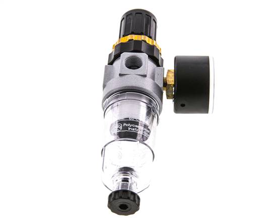 Filter-Regulator G1/4'' 350 l/min 0.5-6.0bar/7-87psi Semi-Auto Polycarbonate Standard 0