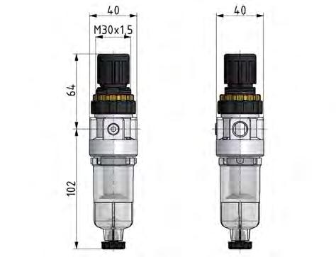 Filter-Regulator G1/8'' 350 l/min 0.5-3.0bar/7-44psi Semi-Auto Polycarbonate Standard 0