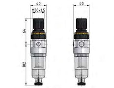 Filter-Regulator G1/4'' 350 l/min 0.5-10.0bar/7-145psi Semi-Auto Polycarbonate Standard 0