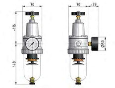 Filter-Regulator G3/8'' 1500 l/min 0.5-16.0bar/7-232psi Semi-Auto Polycarbonate Standard 2