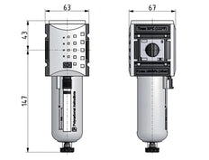 Filter 5microns G3/8'' 3500 l/min Semi-Auto Metal Futura 2