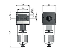 Filter 5microns G1/2'' 5850 l/min Semi-Auto Protective Cage Polycarbonate Multifix 2