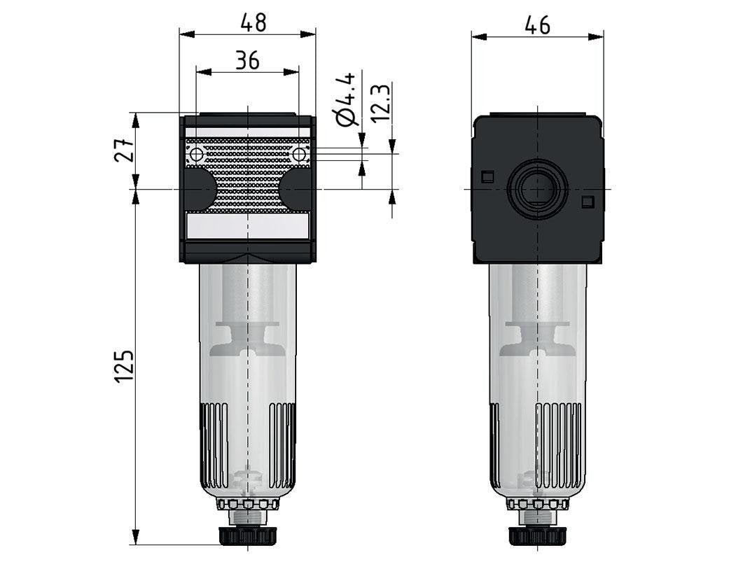 Filter 5microns G1/4'' 2000 l/min Semi-Auto Polycarbonate Multifix 1