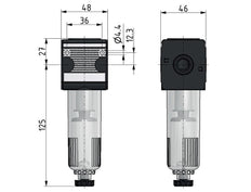 Filter 5microns G1/4'' 2000 l/min Semi-Auto Polycarbonate Multifix 1