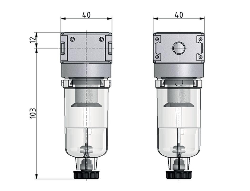 Filter 5microns G1/4'' 1000 l/min Semi-Auto Polycarbonate Multifix 0