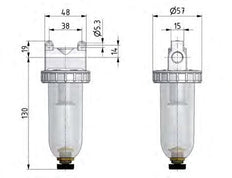 Filter 5microns G1/4'' 800 l/min Auto Polycarbonate Standard 1