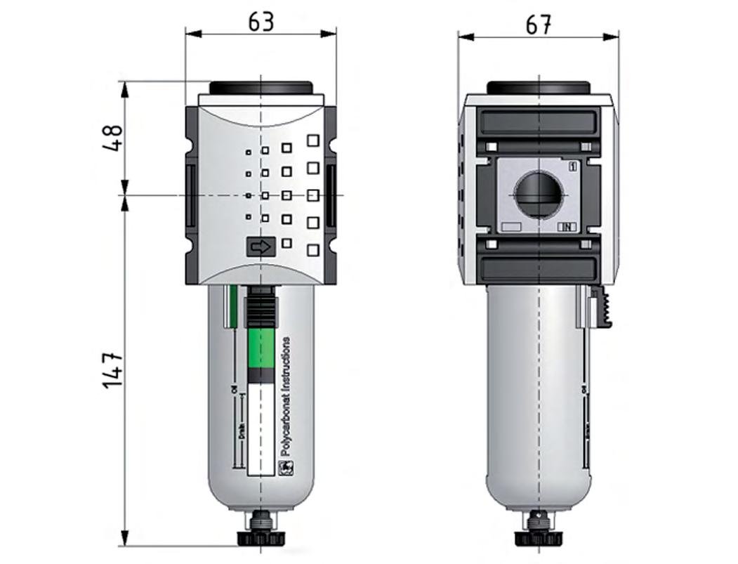 Pre-Filter 0.3microns G3/8'' 500 l/min Auto Polycarbonate Futura 2