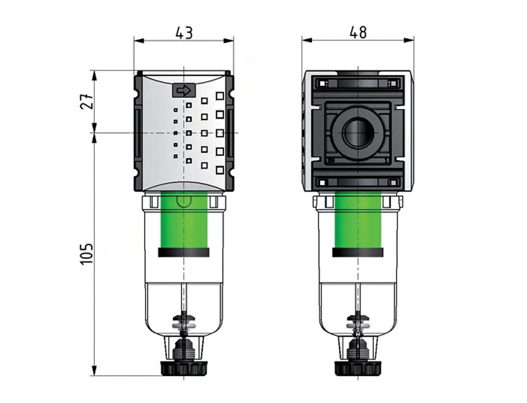 Pre-Filter 0.3microns G1/4'' 140 l/min Semi-Auto Polycarbonate Futura 0