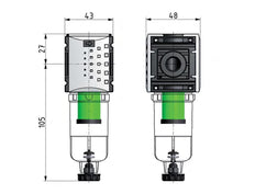 Pre-Filter 0.3microns G1/4'' 140 l/min Semi-Auto Polycarbonate Futura 0
